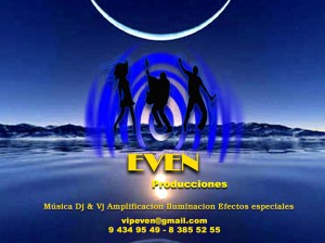EVEN PRODUCCIONES prestadores de Servicio tecnico en Chile en Las Condes |  DJ, VJ, AMPLIFICACION, ILUMINACION, FOTOGRAFIA, VIDEO, PRODUCTORA DE EVENTO, AMPLIFICACION, ILUMINACION, DJ, VJ, EVENTOS, FOTOGRAFIAS, CUMPLEA&Ntilde;OS, BAUTIZOS