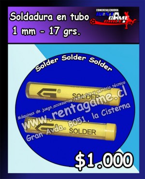 RENTAGAME CHILE prestadores de Servicio tecnico en Chile en La Cisterna |  Soldadura en tubo 60/40 - 1 mm/precio:$ 1.000, Rentagame: maquinas de juego:  accesorios,repuestos, servicio tecnico