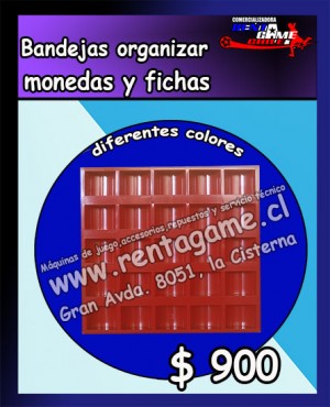 RENTAGAME CHILE prestadores de Servicio tecnico en Chile en La Cisterna |  Bandejas organizar monedas y fichas precio: $ 900, Rentagame: maquinas de juego:  accesorios,repuestos, servicio tecnico