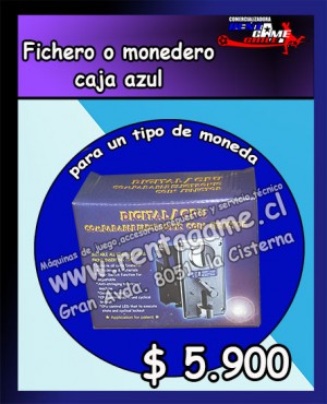 RENTAGAME CHILE prestadores de Servicio tecnico en Chile en La Cisterna |  Fichero o monedero caja azul precio: $ 5.900, Rentagame: maquinas de juego:  accesorios,repuestos, servicio tecnico