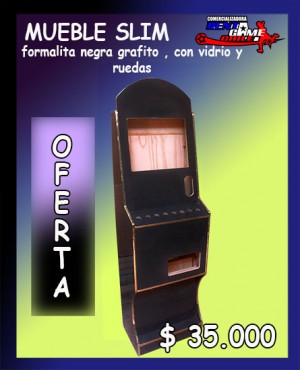 RENTAGAME CHILE prestadores de Servicio tecnico en Chile en La Cisterna |  Mueble slim formalita , con vidrio y ruedas /precio: $ 35.000 pesos, Rentagame: maquinas de juego:  accesorios,repuestos, servicio tecnico