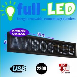 Importadora Full-led prestadores de Servicio tecnico en Chile en La Cisterna |  Letrero programable 20x100 cm blanco - ambas caras, Importadora full-led es lider en letreros programables -pantallas led