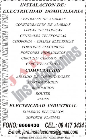 Ricardo Jara prestadores de Servicio tecnico en Chile en Maip&uacute; |  Jara instalaciones., venta de productos e instalaciones