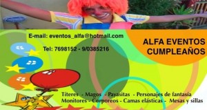 Alfa Eventos Cumplea&ntilde;os prestadores de Servicio tecnico en Chile en Maip&uacute; |  Show De Magos Funcion De Titeres Payasitas Pintacaritas Lazy Town 9.0385216, Minnie Mickey Barney Camas Elasticas Castillos Toboganes Mesas y Sillas.