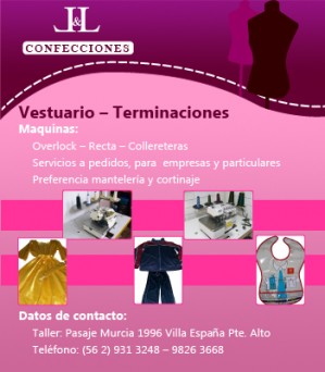 Leonor Pavez prestadores de Servicio tecnico en Chile en Puente Alto |  LyL CONFECCIONES, lyl, confecciones, vestuario, terminaciones, overlock, recta, collereteras