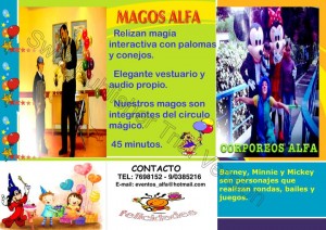 Alfa Eventos Cumplea&ntilde;os prestadores de Servicio tecnico en Chile en &Ntilde;u&ntilde;oa |  Animaciones Infantiles Funcion De Titeres Show Magos Payasitas Lazy 7698152, Monitoras Barney Minnie Mickey Castillos Toboganes Mesas y Sillas.,